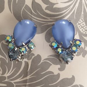 Vintage Blue Clip Earrings
